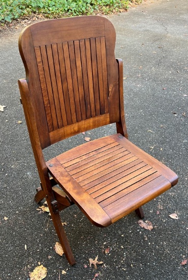 Antique Folding Cherry Slatted Chair