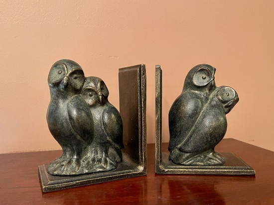 Bronzed Metal Bird Bookends