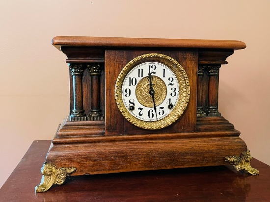 Antique Wood Case Mantel Clock