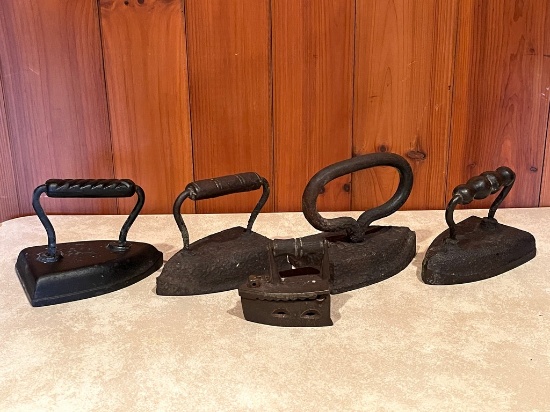 Tray Lot Antique Irons
