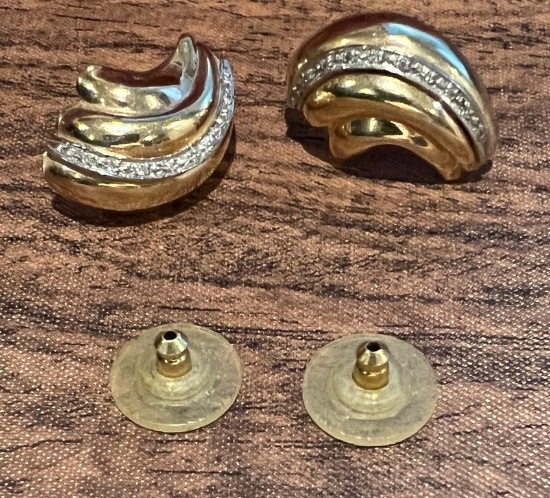 10Kt Gold and Diamond Chip Earrings
