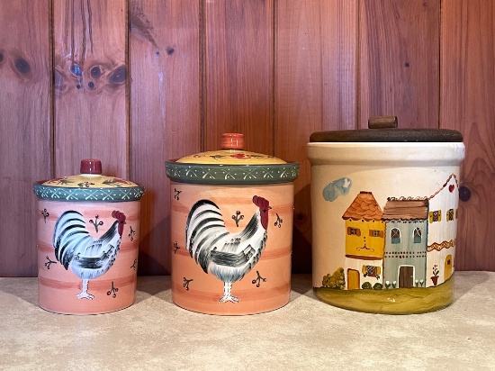 3 Kitchen Ceramic Canisters