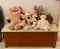 Wood Toy Chest & Stuffed Animals