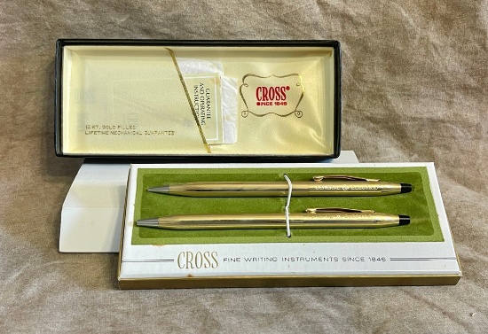 12K Gold Filled Cross Pen/Pencil Set In Box