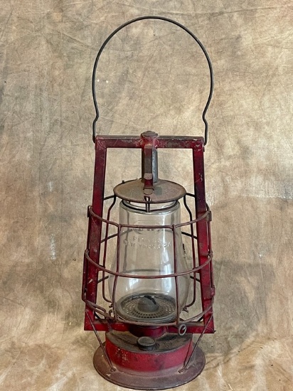 Antique Dietz Red Mill Lantern With Clear Glass Globe
