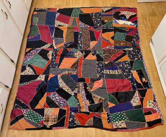 Antique Hand Stitched Crazy Quilt