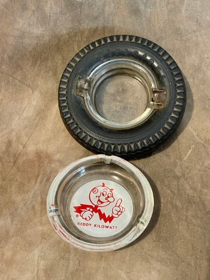 2 Vintage Advertising Ashtrays