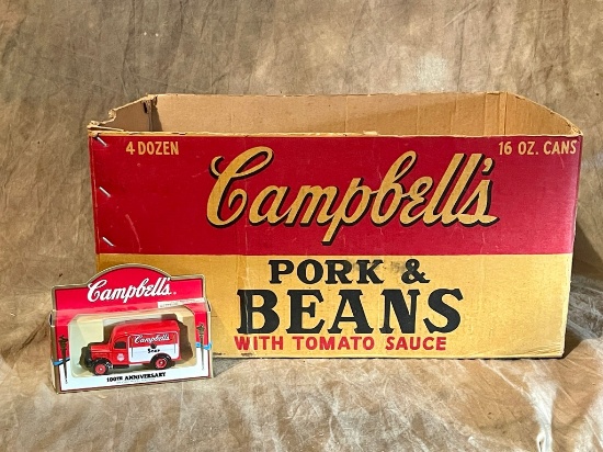 Vintage Campbells Pork & Beans Box & 100th Anniversary Diecast Model Van