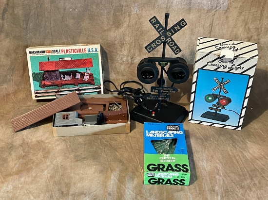 Grouping Of Railroad Accessories In Boxes
