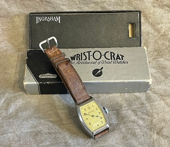 Vintage Ingraham Wrist-O-Crat Wrist Watch In Original Box