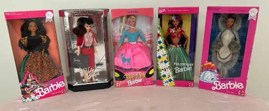 Lot of Five Barbies (new in box)