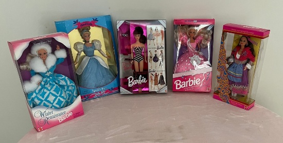 Lot of Five Barbies (new in box)