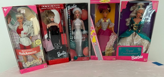 Lot of Five Barbies (new in box)