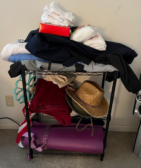 Lot of Clothing, Hats, and Umbrella's