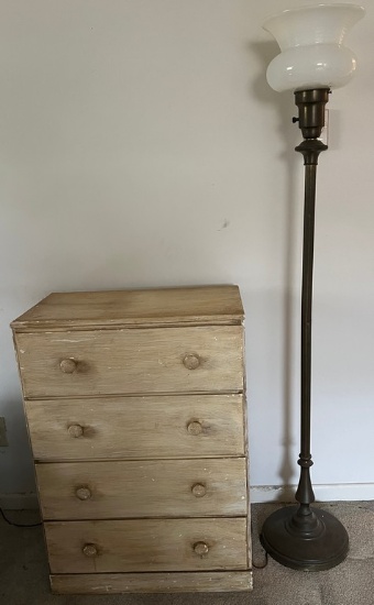 Floor Lamp and Small Four Drawer Chest