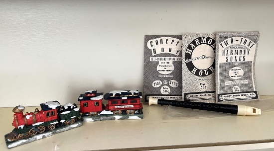 Ceramic Christmas Train and Symphonet with Music