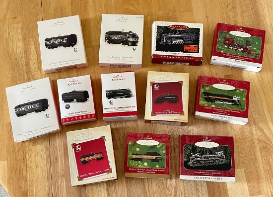 Lot of Hallmark Train Ornaments