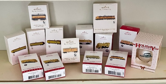 Lot of Hallmark Train Ornaments
