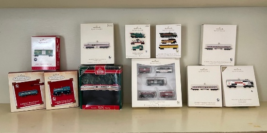 Lot of Hallmark Train Ornaments