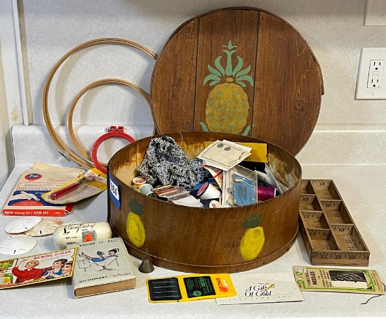 Cheese Box With Sewing Items