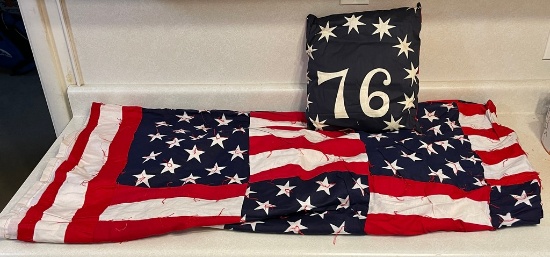 1976 Tied American Flag Quilt & Pillow