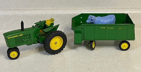 John Deere Die Cast Tractor & Metal Chuck Wagon