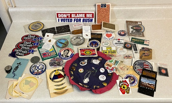 Cool Advertising, Souvenir Patch And Political Buttons Lot