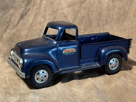 Vintage Tonka Toys Dark Blue Side Step Pressed Steel Ford Pickup Truck