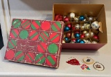 Box Of Old Glass Christmas Ornaments & Others
