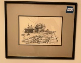 Limited Edition R. Eckard Framed Engraving Hickory Railroad Station