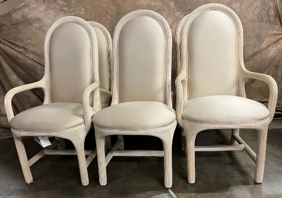Set Of 6 Chic Pencil Reed Chairs By American Drew