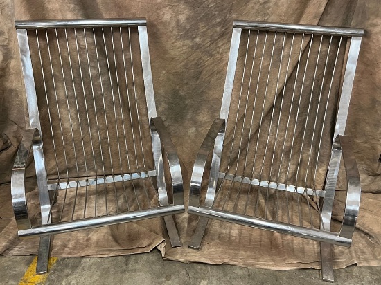 Stainless Cantilever Mid Century Armchairs