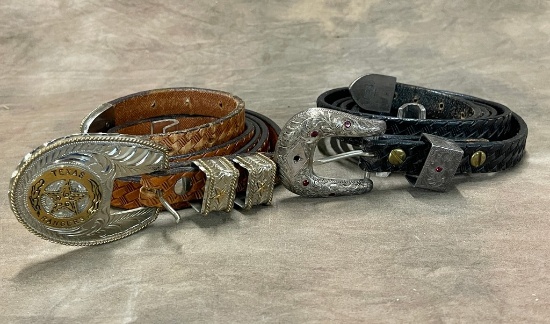 Pair of Leather Belts with Buckles