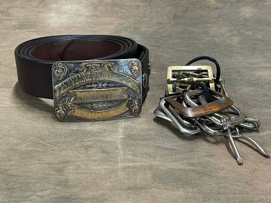 Vintage Leather Belt and Cheyenne Frontier Days Buckle