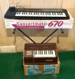 Magnus Organ In Box & Concertmate Realistic 670 Keyboard On Stand