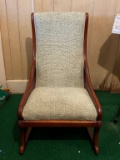 Vintage Cherry Frame Upholstered Rocking Chair