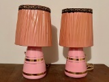 Pair Of Pink MCM Dresser Lamps