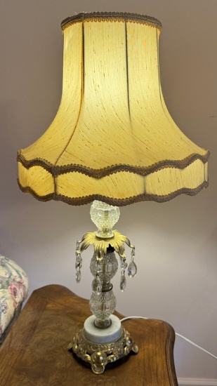 Nice Crystal & Brass table Lamp With Cloth Shade