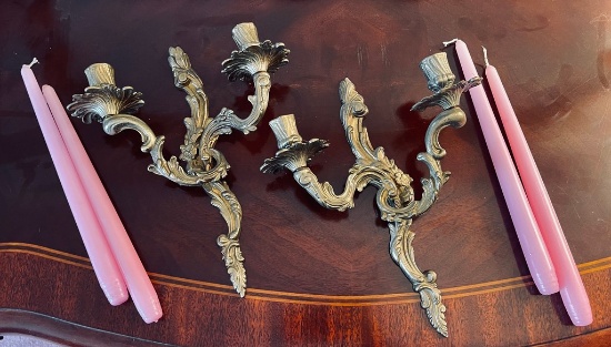 Pair Of Gilt Metal Wall Sconces