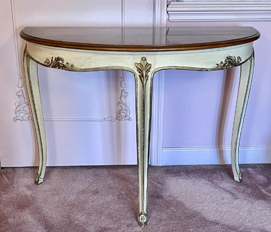 French Provincial Demilune Hall Table