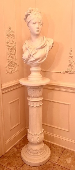 French-Style Plaster Bust Sculpture of Lady