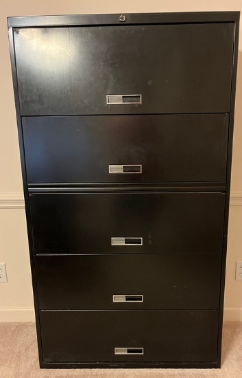 InterRoyal Five Shelf Filing Cabinet Finishes in Black Metal