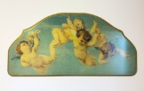 Italian Wood Wall Plaque Of Cherubs In Sky