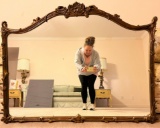 Nice Curved Mirror in Carved Gold/Bronze Frame