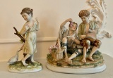 Dresden-Like Figurine of Two Boys Eating Fruit and a Lefton Figurine of Beatrice