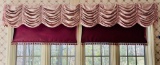 Soft Pink Window Swags In Kitchen