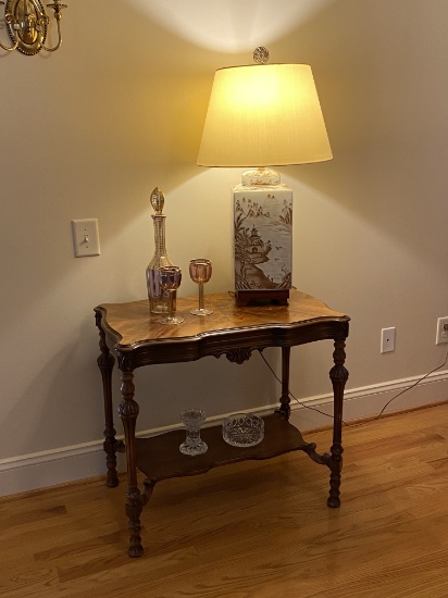 Elegant Wooden Side Table & Decor