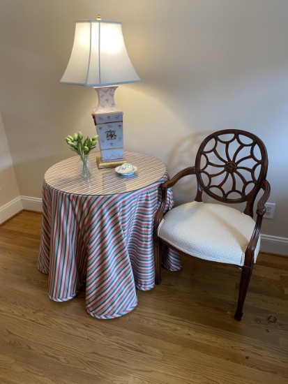 Skirted Side Table & Spiderweb Arm Chair