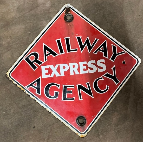 1940's Porcelain Railway Express Agency Sign