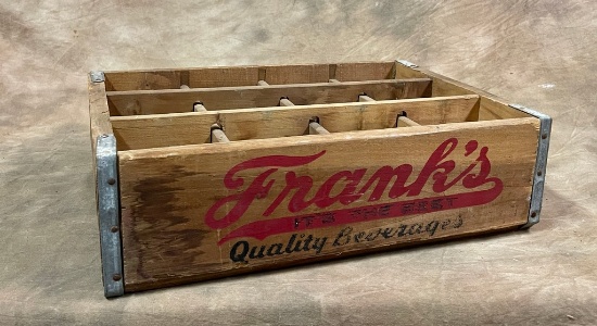 Antique Franks 12 Slot Wooden Beverage Box